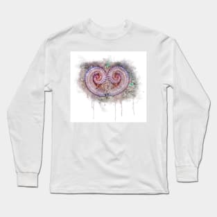 Watercolor illustration of two catterpiller bugs twirl like a heart shape Long Sleeve T-Shirt